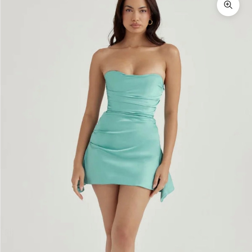 House of CB Strapless Aqua Mini Dress